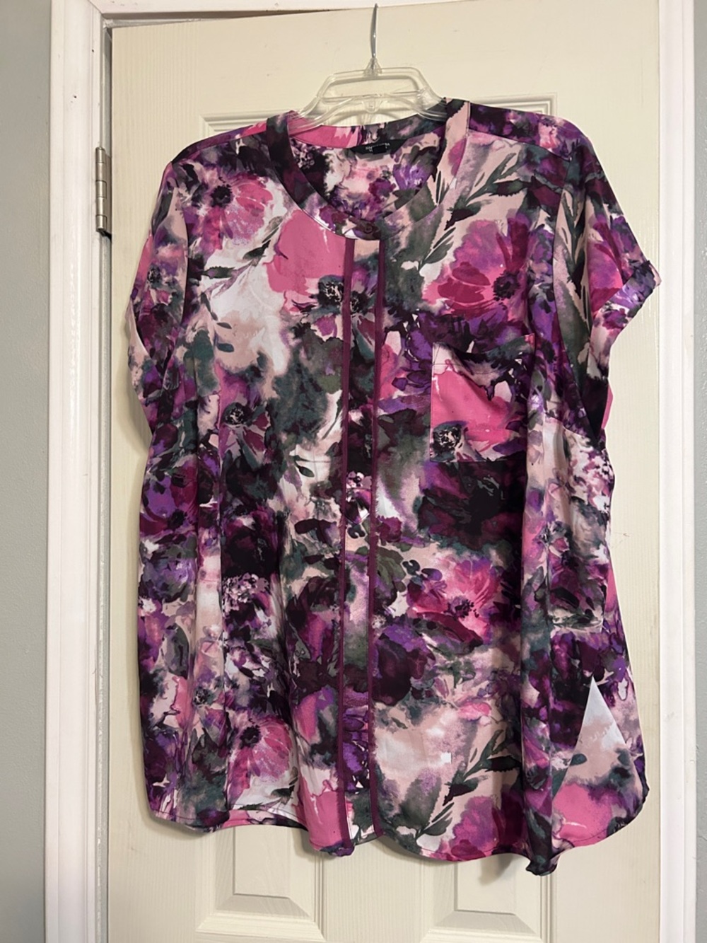 Simply Vera wang purple floral blouse 1X